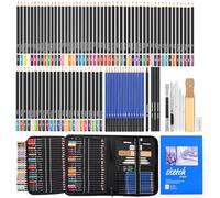 MEIJMJIA YMTECH - Set di 96 matite per schizzi e disegni, Set di arte professionale con matita di grafite, matite di carbonio e carta temperata, gomma in un astuccio