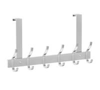 MEIJO Appendiabiti da Porta, 6 Ganci Attaccapanni da Porta Argento Appendi Accappatoio Bagno in Acciaio Inox Ganci Appendiabiti da Porta per Bagno Cucina Camera da Letto