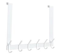 MEIJO Appendiabiti Da Porta, Ganci Porta In Acciaio Inox Con 6 Ganci, Attaccapanni Da Porta Per Cucina Ufficio Bagno (Bianco, spessore 4,5 cm)