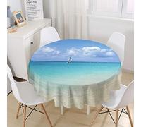 Meiju-shop Mateju 3D Tovaglia Rotonda Antimacchia, Tovaglie Antivegetativa Impermeabile, Tovaglia Lavabilein Poliestere per Cucina Soggiorno Giardino Decorazione (Il Mare,120cm)