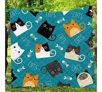 Meiju-shop Mateju Copriletto Trapuntato Singolo in Microfibra, Bed Linen Matrimoniale Primaverile Estivo,Coperta 3D Stampato Lenzuolo Copriletto Singolo Leggero (Gatto2,96x114cm)