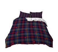 Meiju-shop Mateju Set Copripiumino di Natale Matrimoniale Singolo 3 Pezzi in Microfibra, 1 Copripiumino + 2 federe 50x75cm, Stampa Tartan Morbida Set Biancheria da Letto con Chiusura (E,240x220cm)