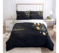 Meiju-shop Mateju Set Copripiumino Matrimoniale Singolo 3 Pezzi in Microfibra, 1 Copripiumino + 2 federe 50x75cm, Stampa Natale 3D Morbida Set Biancheria da Letto con Chiusura (Blu Navy,260x230cm)