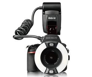 Meike MK-14EXT-N I-TTL Macro Ring Lite Flash con LED AF Assist Lampada per fotocamere Nikon D5100 D3200 D3300 D5200 D90 D850 D3500
