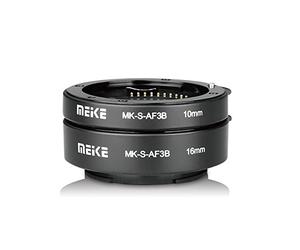 Meike MK-S-AF3B Plastic Auto Focus Macro Extension Tube Adapter Ring 10mm 16mm for Sony E-Mount FE-Mount Mirrorless Camera A7 A7M2 NEX3 MEX5 NEX6 NEX7 A5000 A6000 A6300 A6500 A9 etc