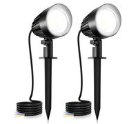 MEIKEE 2PCS Faretto da Giardino 7W 500LM CA 85~265V Proiettore LED Spot con Picchetto Esterno IP66 Impermeabile Bianco Freddo 6500K Lampadina LED per Giardino Patio Cortile Percorso Prato