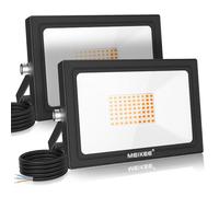 MEIKEE Faretto LED da Esterno, 60W, 5200LM, Faretti a LED per esterni Impermeabile IP66, Potenti luci 72 LED Interna ed Esterna 2700K Bianco Caldo Per Giardino Cortile Garage Piazza - 2 Pezzi