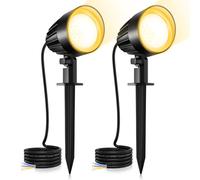 MEIKEE Faretto LED da Giardino 7W IP66 - Illuminazione Esterna con Alluminio Resistente, 500 Lumen, Angolo Regolabile 180°, Installazione Facile (Piantana + Viti Incluse)