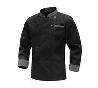 MeiLayM Giacca Cuoco Uomo e Donna Giacca Cuoco a Maniche Lunghe Professionale Cuoco Uniforme da Lavoro Cuoco Giacca Ristorante Divisa da Cuoco con Bottoni Nero,L