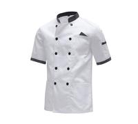 MeiLayM Giacca Cuoco Uomo e Donnacon i Bottoni Giacca chef Uomo Ristorante Divise da Cuoco Giacca Cucina Maniche Corte Uniforme da Lavoro Bianco,L