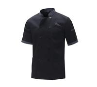 MeiLayM Giacca Cuoco Uomo e Donnacon i Bottoni Giacca chef Uomo Ristorante Divise da Cuoco Giacca Cucina Maniche Corte Uniforme da Lavoro Nero,L