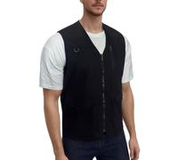 MeiLayM Gilet da Pesca da Uomo Casual Sport Giubbotto Leggero Cotone Gilet Multi-Tasche Senza Maniche Asciugatura Gilet Rapida Lavoro Giubbino per Safari Campeggio Gilet Nero,L