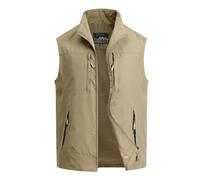 MeiLayM Gilet da Uomo All'aperto Gilet Casual Asciugatura rapida Giubbotto Pesca Senza Maniche Gilet Leggero Multi-Tasca Gilet Sport Giubbino Caccia Fotografi Gilet Cachi,L
