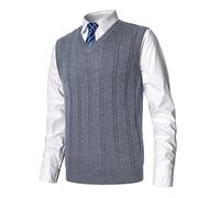 MeiLayM Uomo Casual Gilet Senza Maniche Maglia Pullover Cashmere Misto Lana Scollo a V Classico attività Commerciale Maglieria Panciotto
