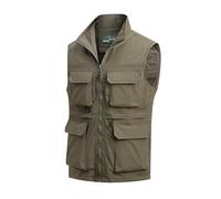 MeiLayM Uomo Gilet da Pesca Multitasca Casual Sportivo All'Aperto - Gilet Leggero Traspirante a Maniche Corte per Caccia e Campeggio