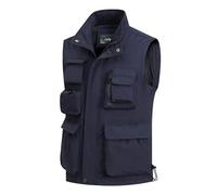 MeiLayM Uomo Gilet Pesca All'aperto Multi-Tasca Gilet Leggero Panciotto da Sportivo Giubbotto Casual Traspirante Senza Maniche Caccia Campeggio Gilet da Trekking e Attività Blu navy,M