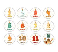 Meilenstein Sticker Baby, Meilenstein Aufkleber Mensile Numeri Stickers Performance Stickers Meilenstein Card Foto Puntelli di scena Baby Regalo Memoriale Adesivi Gravidanza Ciclo Adesivi 12 pezzi