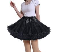 MeiLiMiYu Sottogonna da Donna per Adulti, Gonna a tutù, a Strati, in Tulle e Tulle - Nero - Taglia Unica