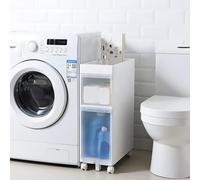 MEILISHAOMEI Armadietto da pavimento alto stretto per bagno, cassettiera verticale con cassetti e ruote trasparenti, sottile autoportante stretta cassettiera a torre portaoggetti (colore: 2 ripiani