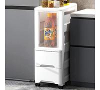 MEILISHAOMEI Carrello portaoggetti a 3/4 ripiani con cassetti trasparenti, armadietto da bagno alto, organizer per armadio, cassettiera stretta, per casa, bagno, cucina, versatile