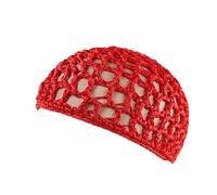Meiliyizu Cappello all'uncinetto, cappello in pullover fatto a mano, cappello a campana tessuto a mano, cappello cavo per festival musicali, semplice stile a campana, berretto in maglia, Colore: rosso