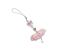 Meiliyizu Portachiavi con cinturino per telefono a forma di ala d'angelo con fiocco decorazione unica per borsa per ragazze stili accessori portachiavi morbido per ragazze, B, Taglia unica