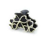 Meilliwish Nuovo stile Clover Fiores Bellissimo Clip artiglio per capelli per le donne ragazze(D63)(Black)