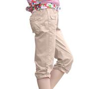 MEILONGER Pantaloncini da ragazza per bambini cotone elastico in vita con tasche cargo, 140