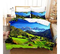 Meimall Copripiumino Letto Matrimoniale - Blu Montagna Di Neve Natura Paesaggio 280X240 Cm Set Copripiumone Matrimoniale Con Federa Microfibra Traspirante Antirughe Biancheria Da Letto Camera Da Letto