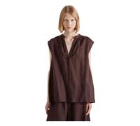 MeiMeiJ - Blusa di Linea Svasata con Scollo a V - - Tops - Donna - Marrone - M