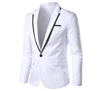 MEIMIYI Completo Uomo Banchetto Ballo Temperamento Abitogiacca Leggero Tendenze Affari Abito A Maniche Lunghe Casual Bello Moda Blazer P-White XL