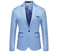 MEIMIYI Completo Uomo Banchetto Ballo Temperamento Abitogiacca Leggero Tendenze Affari Abito A Maniche Lunghe Casual Bello Moda Blazer F-Sky Blue XL