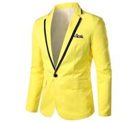 MEIMIYI Completo Uomo Banchetto Ballo Temperamento Abitogiacca Leggero Tendenze Affari Abito A Maniche Lunghe Casual Bello Moda Blazer M-Yellow L