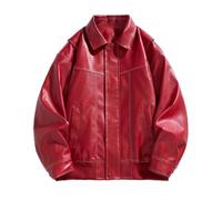 MEIMIYI Giacche Moto Gentlemen Softshell Giacca Gentlemen Moda Bella Giacca Monocromatica Gentlemen Personalità Antivento Hip Hop Giacca Classica Uomo G-Red M