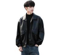 MEIMIYI Giacche Moto Uomo Hip Hop Softshell Giacca Uomo Moda Classica Bello Solido Colore Giacca Uomo Personalità Giacca Antivento Uomo C-Black M
