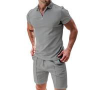 MEIMIYI t-Shirt Set Casual Mens Gym Shirt Tinta Unita Mens Sports Trousers Mens t-Shirts for Set Mens streatwear Tracksuits for Mens Sports Suit Mens G-Light Grey L