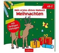 Mein erstes dickes Malbuch ab 2 - Weihnachten: Mit farbigen Vorlagen | Erstes Ausmalen mit einfachen Motiven