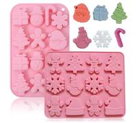 Mein HERZ 2 pezzi Stampo in Silicone Natale,Stampi Cioccolatini,Stampi per Dolci Natalizi,da 14 e 12 Cavità per la produzione di uomini di pan di zenzero,torte,gelatina,caramelle,budino