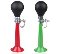 Mein HERZ 2 Pz Bicicletta Bell Trombetta, Clacson ad Aria, Stile Retrò in Metallo Cromato a Tromba, 20 cm (Verde + Rosso)