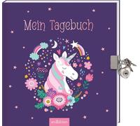 Mein Tagebuch - Einhorn (mit Schloss): Eintragbuch zum Sammeln persönlicher Erlebnisse und Gedanken | liniert und zauberhaft gestaltet für Kinder ab 6