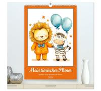 Mein tierischer Planer - Spaßiger Notiz-Kalender für Kinder (hochwertiger Premium Wandkalender 2026 DIN A2 hoch), Kunstdruck in Hochglanz: Dein bunter Kalender für die löwenstarke Planung jeden Tag