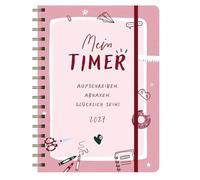 Mein Timer 2027 - Aufschreiben, abhaken, glücklich sein!: Kompakter Taschenkalender 2027 klein mit Spiralbindung, Wochenübersicht auf zwei Seiten für Termine & Monatskalender - 18 x 22,8 cm