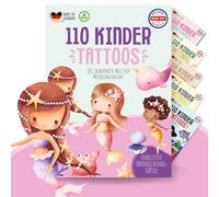MeinBaby123 110 tatuaggi delicati sulla pelle per bambini, con sirena, tatuaggi per bambini, da incollare, vegani e prodotti in Germania (sirena)