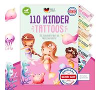 MeinBaby123 110 tatuaggi delicati sulla pelle per bambini, con sirena, tatuaggi per bambini, da incollare, vegani e prodotti in Germania (sirena)
