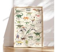 MeinBaby123® ABC Dino - Poster da parete per cameretta dei bambini, formato DIN A2, con dinosauri e alfabeto, immagini per la cameretta dei bambini, poster da parete Premium (Dino ABC, 1)