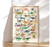 MeinBaby123® ABC Dino Poster per cameretta dei bambini, DIN A2, poster di dinosauro, poster educativo dell'alfabeto, poster da parete Premium (Dino ABC Poster,2)