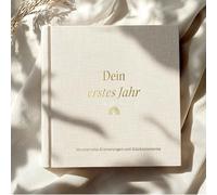 MeinBaby123® Album per bambini il tuo primo anno placcato oro di alta qualità con 136 pagine di riempimento, regalo per nascita, regali per bambini, diario per bambini da compilare per pietre miliari