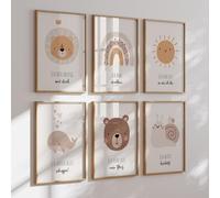MeinBaby123® Immagini affermative, set da 6 poster DIN A4, immagini per cameretta dei bambini, immagini decorative per la cameretta dei bambini, poster da parete Premium (Affirmations Poster V2)
