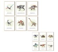 MeinBaby123® Poster dinosauro per cameretta dei bambini, set da 6 poster a forma di dinosauro, formato DIN A4, 12 motivi, immagini per cameretta dei bambini, decorazione per la cameretta dei bambini,