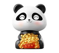 Meindin Decorazione per cruscotto auto a forma di panda, statuette a forma di panda | Decorazioni per cruscotto auto a energia solare con testa oscillante automatica